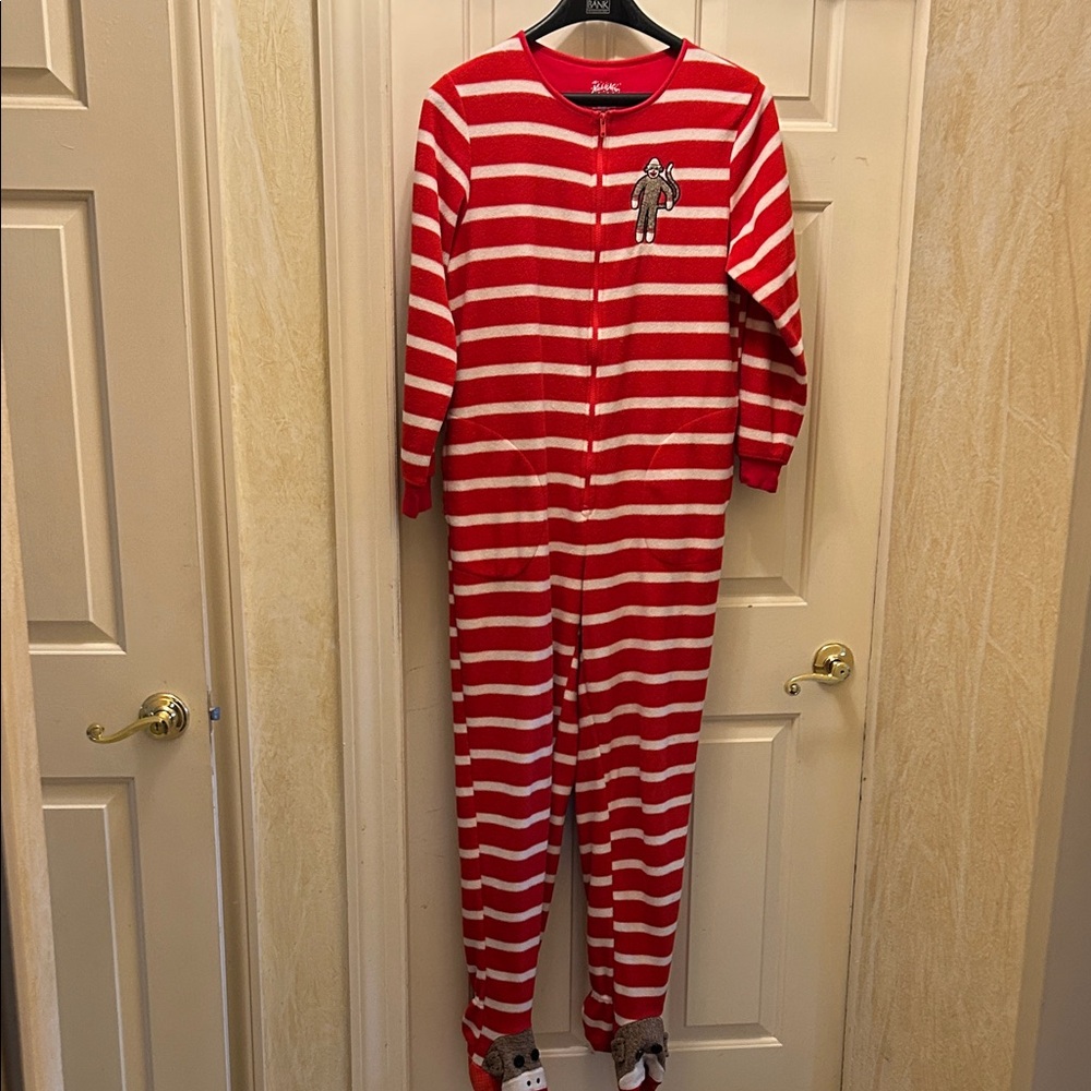 Nick & Nora Red and White Striped Pajama Onesie
